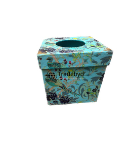 Porta Cajas de Pañuelos de Madera Cuadrada Hecha a Mano con Esmalte Impreso Ecológico para el Hogar, Hotel o Restaurante - Product Image 5