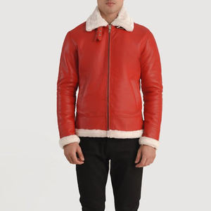 Chaqueta Bomber de Invierno para Hombre, Cuero Genuino, Piel de Oveja, Forro de Lana, Chaqueta de Cuero - Product Image 3