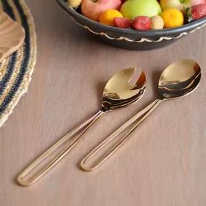 Saladier décoratif argenté en acier inoxydable Long style paille Poignée faite à la main Vaisselle serveurs à salade durables - Product Image 6