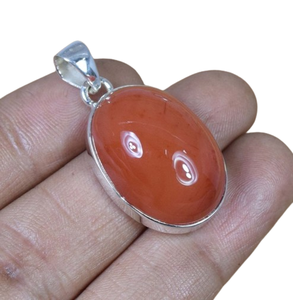 Colgante de piedras preciosas de Color rojo con forma ovalada, regalo de boda perfecto para el amor, piedra preciosa cornalina de Plata de Ley 925 con sello 925 - Product Image 1