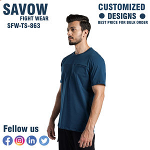 T-shirts en coton pour hommes à la mode Muscle Fit à manches courtes haut extensible mince pour vêtements de sport d'été vêtements décontractés pour la musculation de gymnastique - Product Image 3