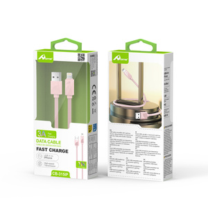 USB a vers pour IPHONE 3A 1.5M câble 60W charge rapide cuivre pur avec alliage d'aluminium CB-315IP ROSA - Product Image 1