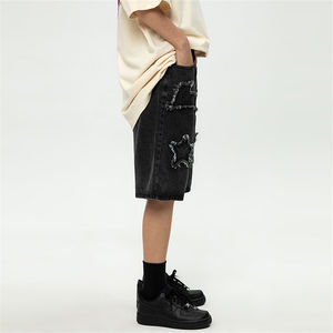 Loose Denim <b>Jeans</b> Shorts for <b>Men</b> Summer Street Wear Stretchy Denim Shorts <b>Mens</b> Fashion Cargo <b>Jean</b> Shorts - Product Image 3