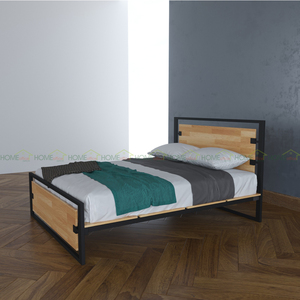 Cama de Estilo Industrial con Estructura de Hierro Ferrero, Ensamblaje de Madera y Hierro para Dormitorio - Product Image 2