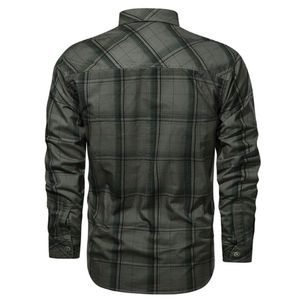 Chemise de motard d'extérieur à carreaux kaki et marron avec chemise de protection certifiée CE pour la sécurité au travail et fermeture boutonnée pour homme - Product Image 5