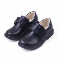 Chaussures d'uniforme scolaire pour garçons, sur mesure, en gros, OEM, entièrement noires, à fermeture auto-agrippante, antidérapantes, pour enfants, pour le campus