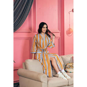 Bata de Playa Mellow Yellow 100% Algodón Cambric 60x60 con Manga Murciélago y Cuello en V, Ajuste Holgado - Product Image 4