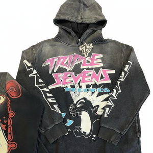 Sweat-shirts à capuche pour hommes à la mode, en gros, imprimés à l'écran, 380g de coton pur, lavés, amples, personnalisés, en deux couleurs - Product Image 5