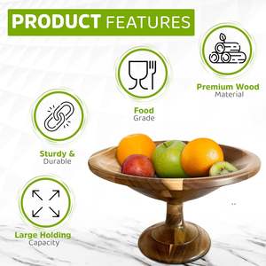 ชามผลไม้ทำจากไม้สำหรับห้องครัวหรูหราที่วางเคาน์เตอร์ผลไม้ชามแบบมีฐานสำหรับตกแต่งเหมาะสำหรับเป็นของขวัญให้กับคุณแม่ - Product Image 6