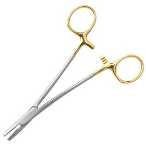 Porte-aiguille à poignée en or avec insert pour instruments de chirurgie plastique à double paupière - Product Image 3
