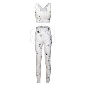 Conjunto de Yoga de dos piezas de talla grande para mujer, ropa deportiva de verano con patrón sólido para Yoga y Fitness, cómoda y elegante - Product Image 6