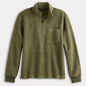 Sweat à capuche pour homme en polaire sherpa, demi-zip, col montant, épais, chaud, écologique, respirant, uni, décontracté, hiver, personnalisable numériquement - Product Image 5