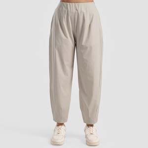 Pantalon Harem Dynamique pour Filles, Respirant, en Toile Crème, Décontracté, Ample à Jambes Larges, avec Taille Élastique Haute-Basse, pour le Printemps - Product Image 2