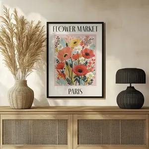 Obra de arte digital impresa del Mercado de Flores de París, Francia - Product Image 1