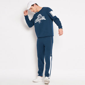 Conjunto de chándal de temporada de invierno para hombre, Sudadera con capucha ligera transpirable, pantalón con logotipo impreso, color puro de marca - Product Image 5