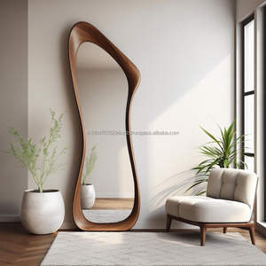 Espejo de Pared Ovalado KALATRI Haryana Hecho a Mano con Madera Natural Ecológica y Ligera de 4.0 mm de Grosor, Diseño Abstracto Único y Estético - Product Image 2