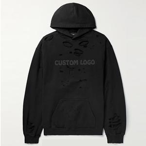 Sudadera con Capucha Extra Grande, Estilo Desgastado, con Hombros Caídos, Gruesa, Impermeable, 100% Algodón para Hombre - Product Image 2