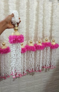 Bola de jazmín borla cadena decoración de la boda Haldi Mehndi decoración del hogar telón de fondo caléndula Mogra flor guirnalda Festival Deco - Product Image 5