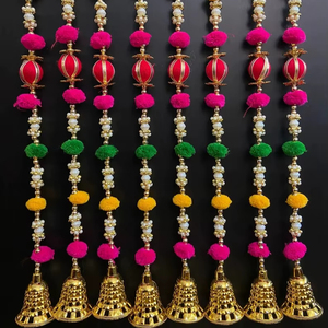 Decoración Colgante para Puerta India, Campanas Doradas, Gruhapravesam, Decoración Colgante de Pared para Bodas Indias, Haldi, Mehndi, Fondo Decorativo para Festivales de Puja - Product Image 1
