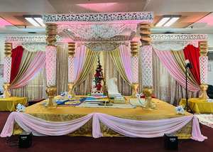 Gran oro blanco fibra boda Mandap Malasia gran grasa Tamilian matrimonio Mandaps decoración Venta caliente evento redondo Mandapam EE. UU. - Product Image 6