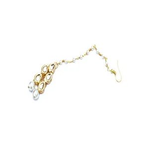 Conjunto de collar largo blanco Kundan para ocasiones de boda - Product Image 5