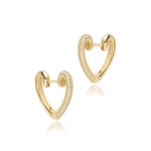 Heart Design CZ Stone Sterling <b>Silver</b> <b>Hoop</b> Earrings Handmade Turkish Wholesale 925 Sterling <b>Silver</b> Jewelry - Product Image 5