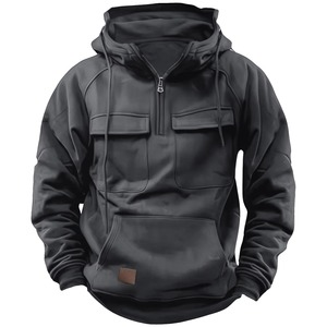 Cargo Hoodies pour Hommes Sweat Quarter Zip Cargo Pull Hoodies Workout Gym Hommes Mode Outdoor Hoodie - Product Image 3