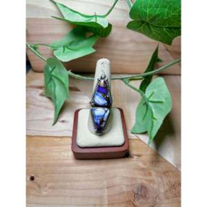 Bague ajustable artisanale Eugene Belone en turquoise Mohave violette et argent sterling, sertie en grappe, pour usage quotidien - Product Image 1