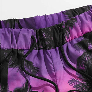 Pantalones cortos para hombre hechos a medida Palm Tree Purple Sunset Print Pantalones cortos casuales para hombre Color sólido Hombres cortos - Product Image 5