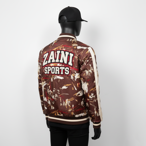 Chaqueta Bomber Satinada de Alta Calidad de 240 GSM, Diseño Artístico Bordado con Águila Dorada Marrón, Logotipo Personalizado Disponible, Chaqueta Satinada para Hombre - Product Image 5