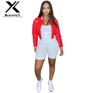 Veste universitaire matelassée en coton uni coupe courte coupe-vent pour femme, style baseball en cuir de vache, collection automne-hiver 2024 - Product Image 6