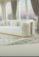 Canapé d'angle en tissu microfibre velours de style européen, de qualité supérieure, avec capitonnage, cadre en bois, pour appartement, entrepôt, hôtel, villa
