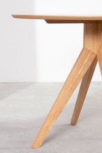 Table à manger ronde en teck massif moderne Zuppy avec finition en bois naturel pour une utilisation en intérieur et en extérieur - Product Image 6