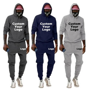 Haute qualité hiver deux pièces Baggy pantalons de survêtement à capuche ensemble hommes personnalisé léger respirant 100% coton surdimensionné pull - Product Image 2