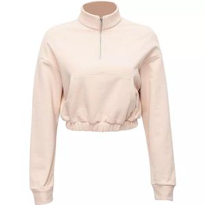 GAF เสื้อสเวตเชิ้ตผู้หญิงแขนยาวมีฮู้ดครึ่งซิป,เสื้อครอปทอปผ้าฝ้ายออร์แกนิคปักโลโก้ได้ตามต้องการ - Product Image 5