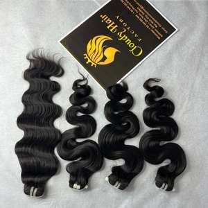 Raw Human Hair Body Wave Bundles Human Hair <b>Extensions</b> <b>Cheap</b> Price No Tangle No Shedding Body Wave Tape in Hair <b>Extensions</b> - Product Image 3
