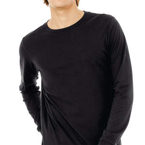 Timeless Comfort 100% Airlume T-shirt à manches longues en coton peigné gris foncé avec douceur ultime Style formel - Product Image 4