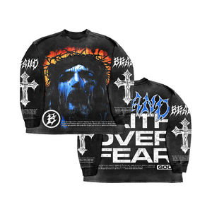 Sweat-shirt à col rond unisexe sur mesure 2026, taille plus, 100% coton, 320 g/m², pull uni, écologique, respirant, impression OEM ODM - Product Image 1