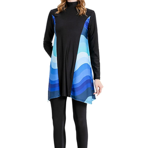 Traje de Baño Burkini Personalizado de Manga Larga para Mujeres Musulmanas, Talla Grande, Cobertura Completa, Corte Alto, Estampado - Product Image 2