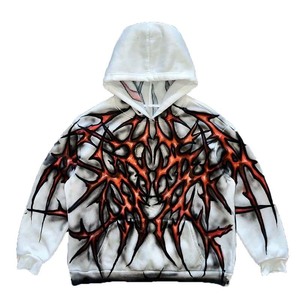 Invierno Y2k Jersey de manga larga Suéter de bolsillo Vintage Oversize Monster Stripe Impreso hombre hoodi Streetwear Sudadera - Product Image 4