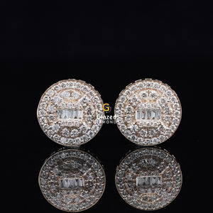 Fabulosos pendientes de moda para mujer de oro amarillo de 10kt, diamantes exclusivos, corte Baguette, compromiso brillante, aniversario de boda - Product Image 3