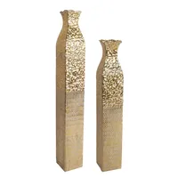 Ensemble de 2 vases carrés en aluminium pour tour Pièce décorative élégante et durable pour la maison et les arrangements floraux