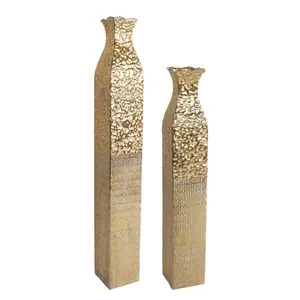Ensemble de 2 vases carrés en aluminium pour tour Pièce décorative élégante et durable pour la maison et les arrangements floraux - Product Image 1