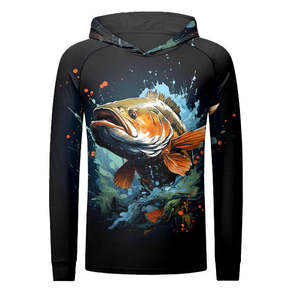 Vente en gros Pull-over Chasse Vêtements de pêche Impression 3D OEM Camo Design 100% Polyester Spandex Vêtements de pêche Vêtements de sport à capuche - Product Image 3