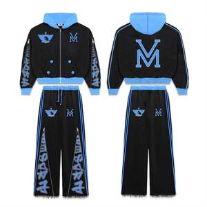 Conjunto Deportivo de Invierno con Capucha Unisex de Lujo, Talla Grande, Material Transpirable, Pantalones con Pedrería Personalizados, Estilo Gráfico Premium - Product Image 5