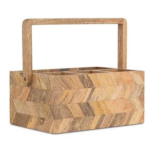 Top Quality Mango Wood Serving Caddy Decorative <b>Kitchen</b> Organizer for <b>Storage</b> Tableware Cutlery Office Use-OEM Design - Product Image 4