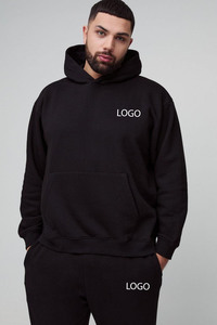 Ensemble de survêtement unisexe imprimé noir d'hiver personnalisé, style streetwear, pull à capuche, pantalon de survêtement ample à pattes évasées avec logo en strass - Product Image 2
