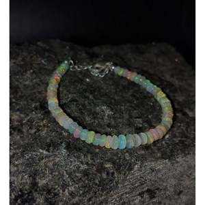 AAA+ Ethiopian Fire Opal Bead <b>Bracelet</b> 925 Sterling <b>Silver</b> Gift - Product Image 1