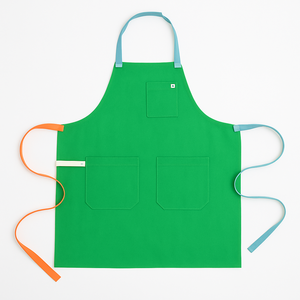 Tablier de travail vert robuste sans manches avec plusieurs poches pour produits de nettoyage, style simple, en textile tissé - Product Image 1
