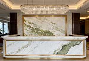 Marbre blanc naturel <span class=keywords><strong>de</strong></span> <span class=keywords><strong>sapin</strong></span> du Nord avec veines vertes, marbre pour comptoir <span class=keywords><strong>de</strong></span> réception, table <span class=keywords><strong>de</strong></span> bar, prix intéressant - Product Image 2